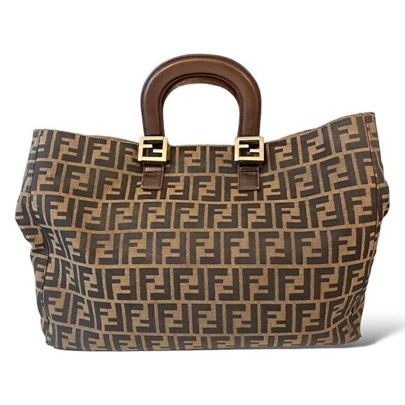 FENDI ZUCCA Print LARGE Vintage Twin Tote - Picture 1 of 16